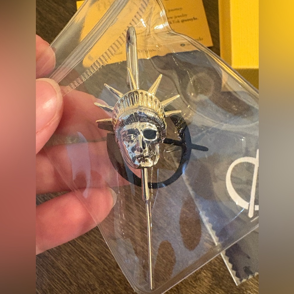 Silver and Gold Statue of Liberty Skull Ear Cuff